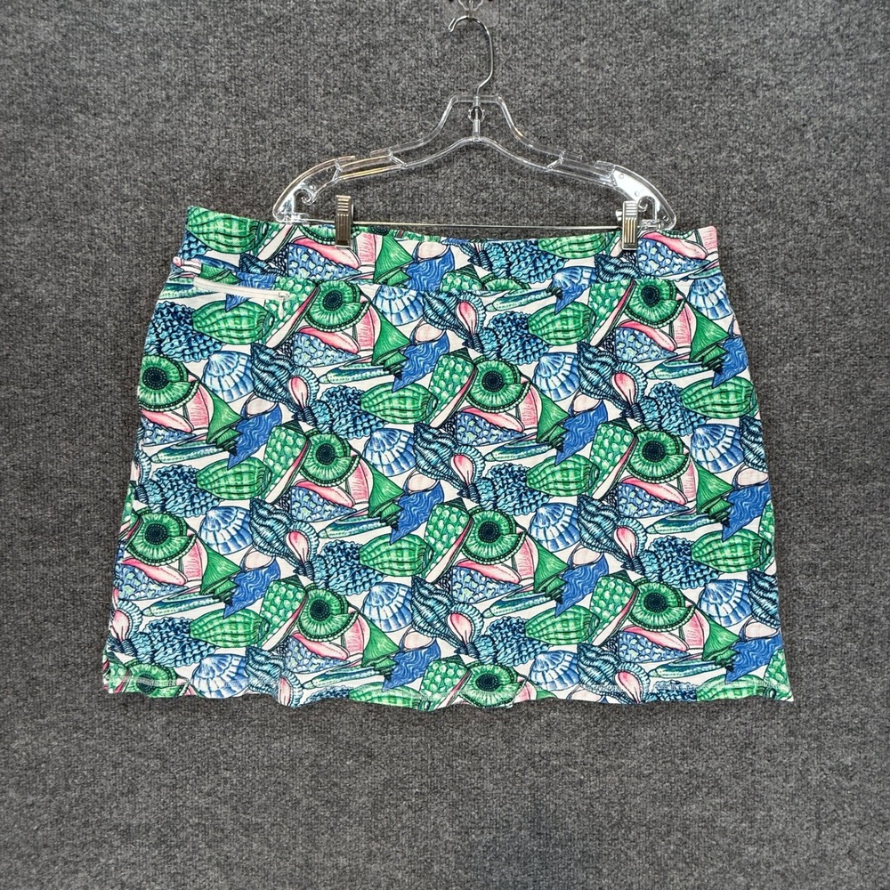 Talbots Skort Women 3X Green Seashell Print Golf Tennis Athletic Plus Size